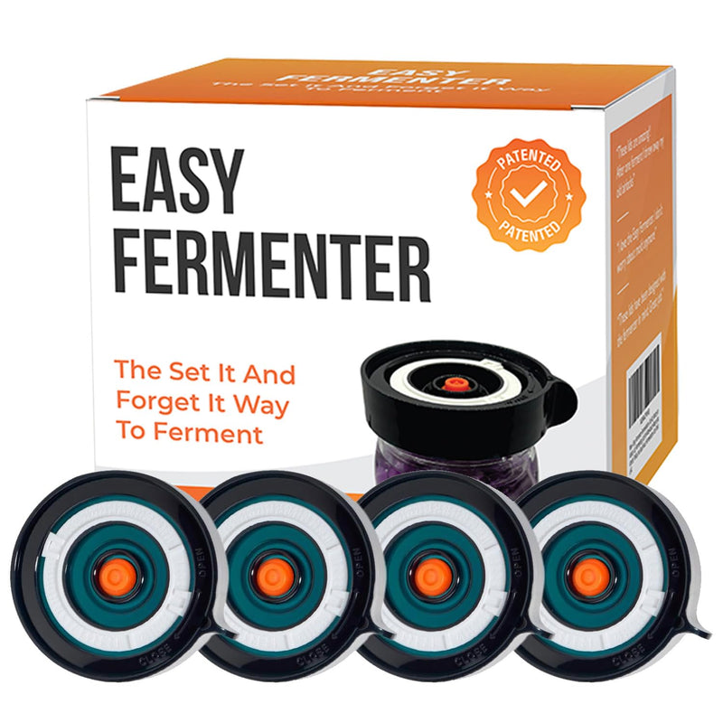 Fermentation Lids Kit, Mason Jar Airlock Lid, Fermenting Lids for Wide Mouth Mason Jars, Kimchi, Pickle, and Sauerkraut Fermentation, Pack of 4 Blue