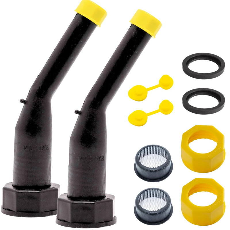 Rigid Spout Replacement and Vent Kit (2 Pack) | 45° Angled Spout Fits 1-3/4" Openings | Compatible with all EZ-POUR Adapters | Fits, Water Jugs, Utility Jugs, and Industrial Containers | Replacement Spout Kit RIGID Spout (Pack of 2)