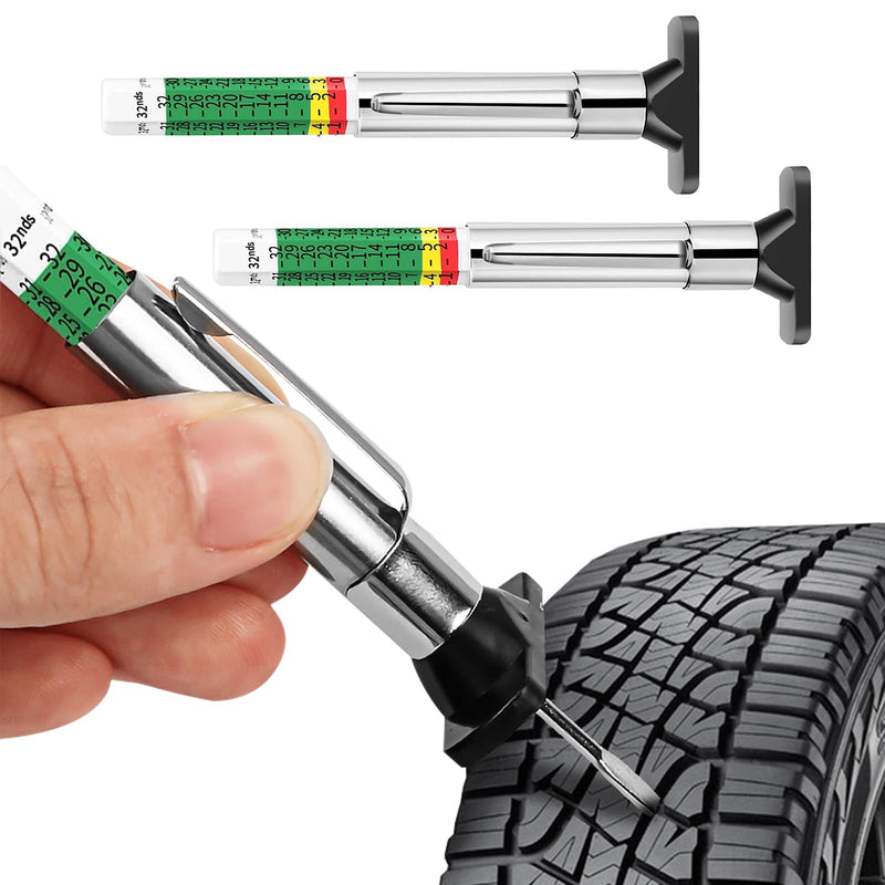 2 PCS Car Tire Tread Depth Gauge, Tire Depth Gauge with Six-Sided Smart Color Coded, Tire Tread Depth Measurement Tool for Most Auto Truck SUV, Universal Car Accessories 2 PCS