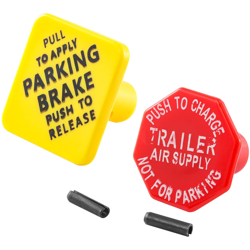 Parking and Air Brake Knobs 248433 290655, 248433 Yellow Parking Brake, 290655 Red Tractor Trailer Air Brake Knob Compatible with Bendix, Replace# TR248433 + TR290655 248433+290655
