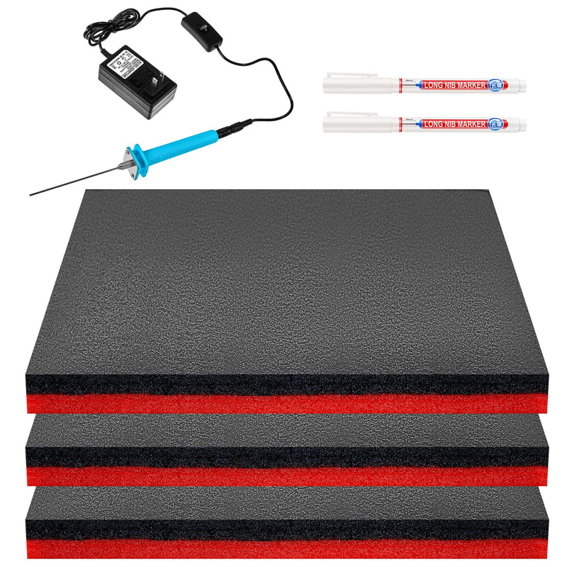 Gisafai 3 Sets 22 x 18 x 1 Inch Tool Box Foam Sets Includes 3 Tool Box Liner 1 Foam Cutter 2 Marker Pens Adjustable Non Slip Organizer Sheet for Toolbox Cabinet Chest Drawer Storage Craft