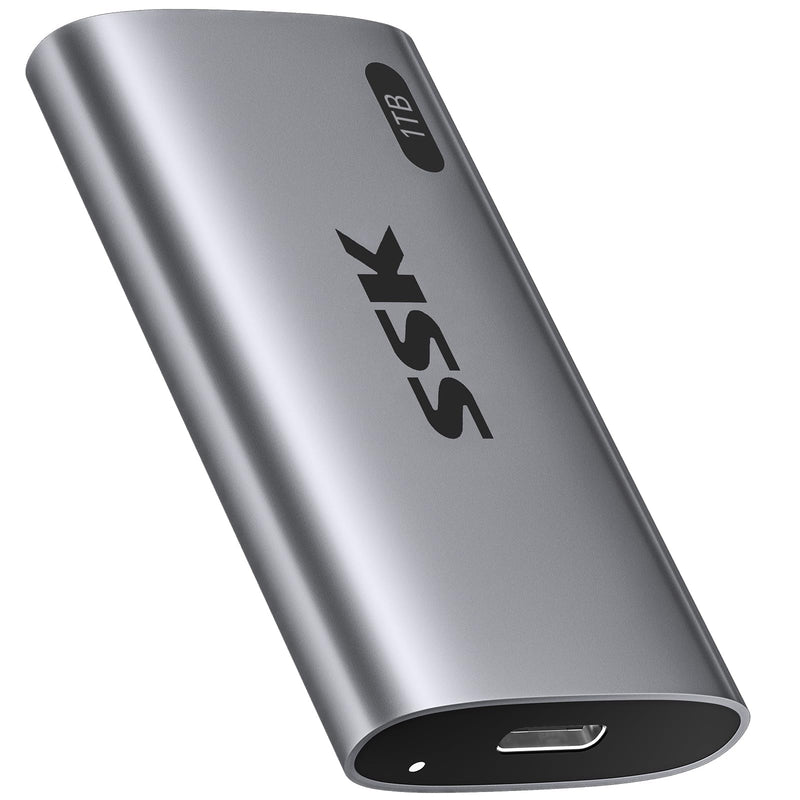 SSK 1TB SSD External Hard Drive, Portable SSD Up to 550MB/s Fast Solid State Drives, External Drive USB 3.2 Gen2 for iPhone 15/Pro, Windows, Mac, Android with LED Light, Trim, Smart Supported