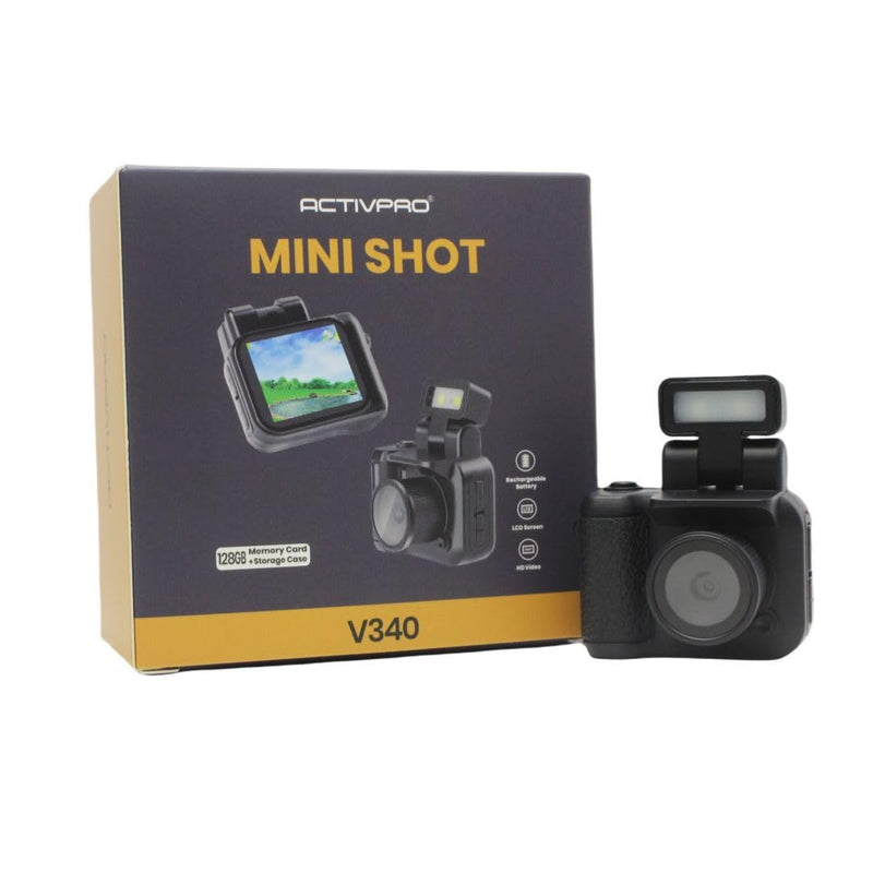Mini Shot V340 | Mini Digital Camera | LCD Screen | 128GB SD Card | HD 1080P | Storage Case | Retro Small Pocket Cam | Rechargeable | Thumb Keychain Camera | Camcorder | Kids Adults | Gift