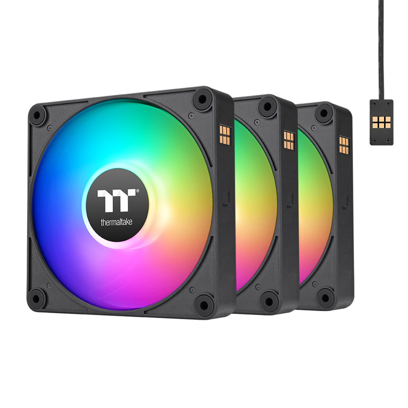 Thermaltake CT120 EX ARGB Reverse PC Cooling Fan (3-Fan Pack), Magnetic Connection, 5V Motherboard Sync, 16.8 Million Colors 9 Addressable LEDs, 120 mm Case/Radiator Fan, CL-F192-PL12SW-A Black 120mm