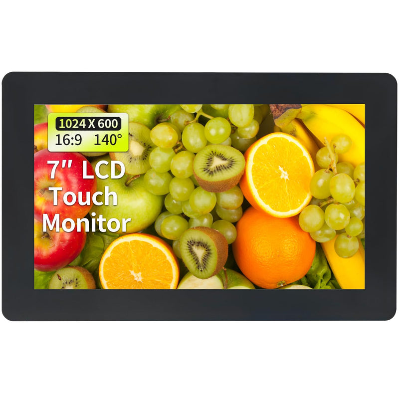 7 inch Touch Security Monitor & Displays, HD/BNC/AV/VGA/USB Input, 1024 * 600 Resolution, Built-in Dual Speakers Portable LCD Touch Monitor, Suitable for Game PC DVD DSLR CCTV 7 inch Touch Monitor S707H