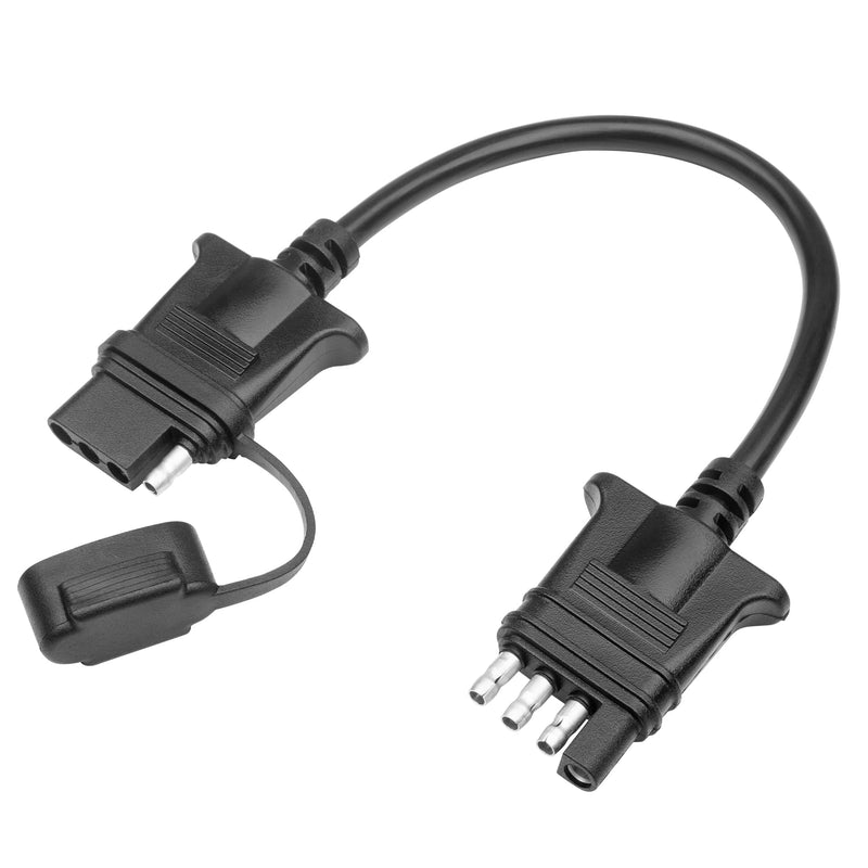 MECMO 4-Pin Flat Trailer Extension Cable 12 Inch, Heavy Duty 18AWG Copper 4 Way Wiring Connector Harness, Vehicle-Side and Trailer-Side 4 Prong Light Plug Hitch Wire Extension 1ft 1ft (12 inch)