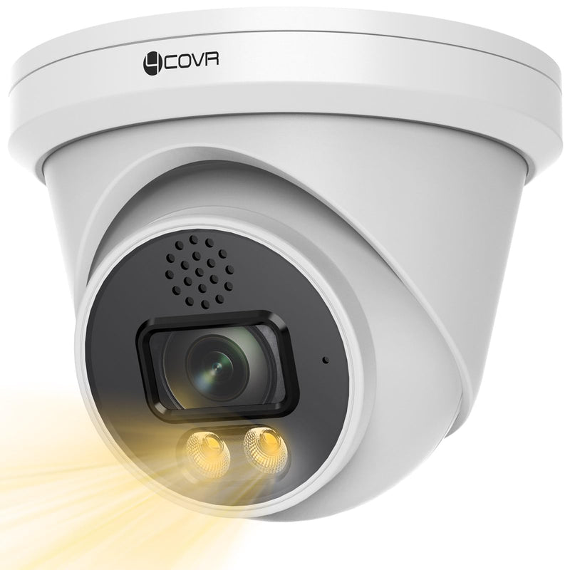 4COVR 4K PoE Dome Camera with Spotlight Color Night Vision, 8MP Wired Surveillance IP Security Camera Outdoor, Smart AI Human/Vehicle Detection, Two-Way Talk, Up to 256GB microSD Card, LY97KA8MA
