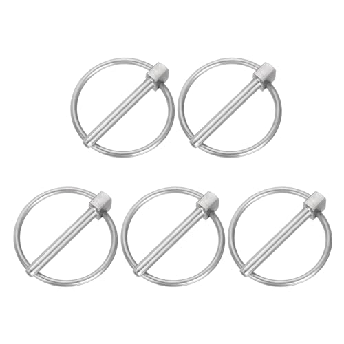 uxcell 5Pcs 3/16" x 1-5/8" Linch Pin with Ring, Stainless Steel Round Linch Pins for Boat Kayak Canoe, Trailer Trolley Trucks Mower, Silver 3/16" x 1-5/8" 5