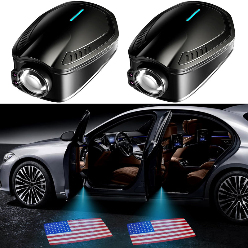 Car Door Lights,Door Lights Logo Projector Rechargeable,Car Door Projector Lights,HD Car Welcome Light for Cars Use at Night 2pcs. (for American Flag) for American Flag