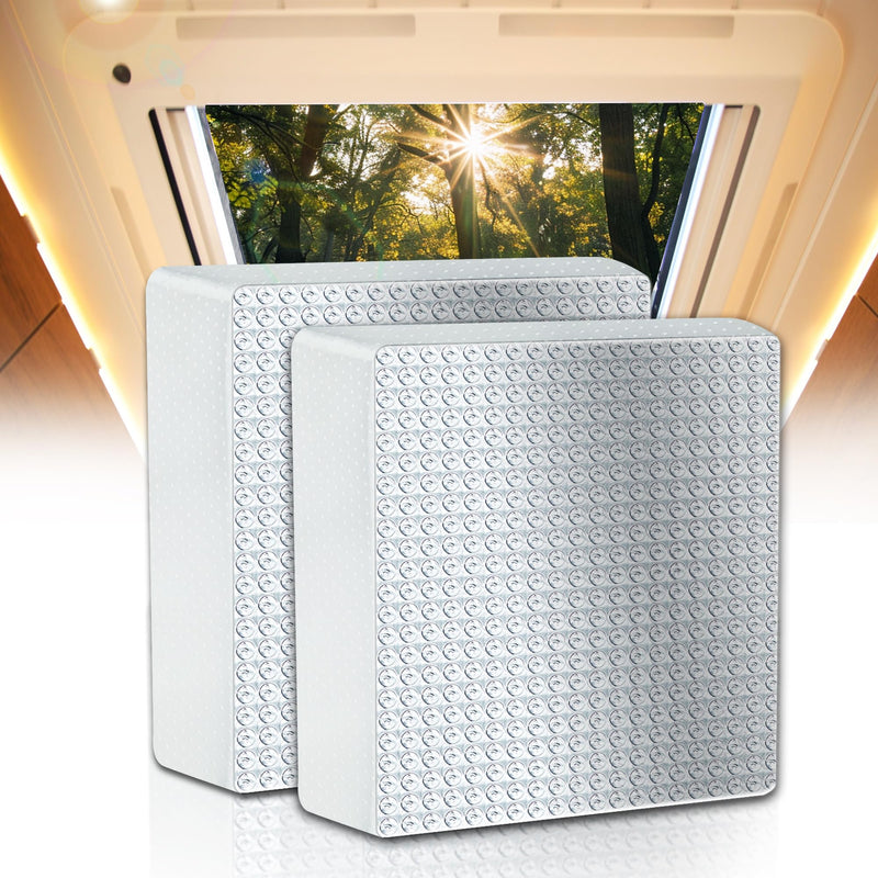 14"x14"x3" RV Vent Insulator (2-Pack) - Dual Reflective Skylight Covers for Camper, Energy-Saving Thermal Insulation, Fits 14x14 Inch RV/Caravan Sunroof Vents 2PCS 14''x14''x3''