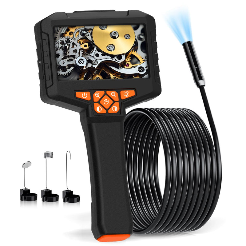 Borescope Camera with 8 LED Light, Industrial Endoscope Cameras with Light 4.3" IPS 1920P HD Screen, Inspection Camera with 16.5ft Semi-Rigid Cable Waterproof, Sewer Drain Pipe Snake Cameras