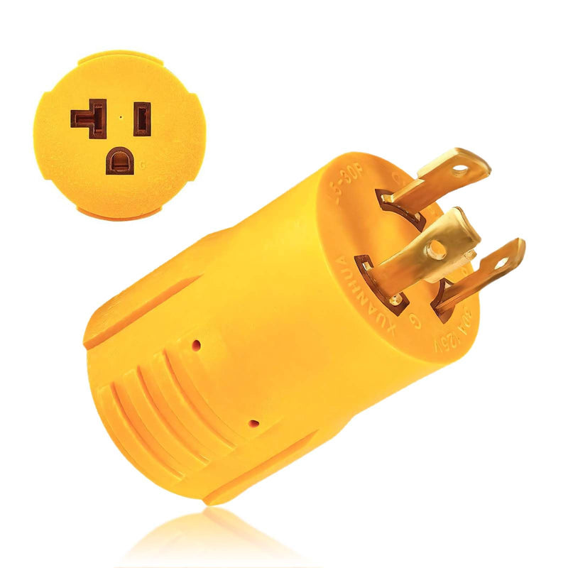 NEMA L5-30P to 5-15/20R RV Generator Adapter, 3-Prong Locking Generator Shore Power Adapter: NEMA L5-30P to Household Regular 5-15R/5-20R Inlet Connector - 30A to 110V/120V for RVs & Marine NEMA L5-30P to 5-15/20R Adapter