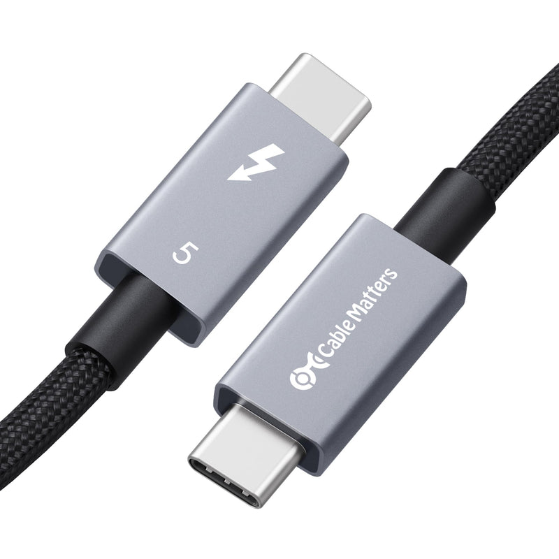 Cable Matters [Intel Certified] 80Gbps Premium Braided Thunderbolt 5 Cable with up to 120Gbps Bandwidth Boost and 240W Charging in Black - 1m / 3.3ft, Compatible with Thunderbolt 4/3, USB4, and USB-C 3.3 Feet