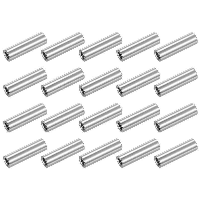 uxcell M8x1.25mm Round Coupling Nuts, 25 Pcs 304 Stainless Steel Connector Nuts Fasteners Rod Bar Stud 40mm for Industrial Construction Fasteners, Silver M8x1.25mm x 40mm