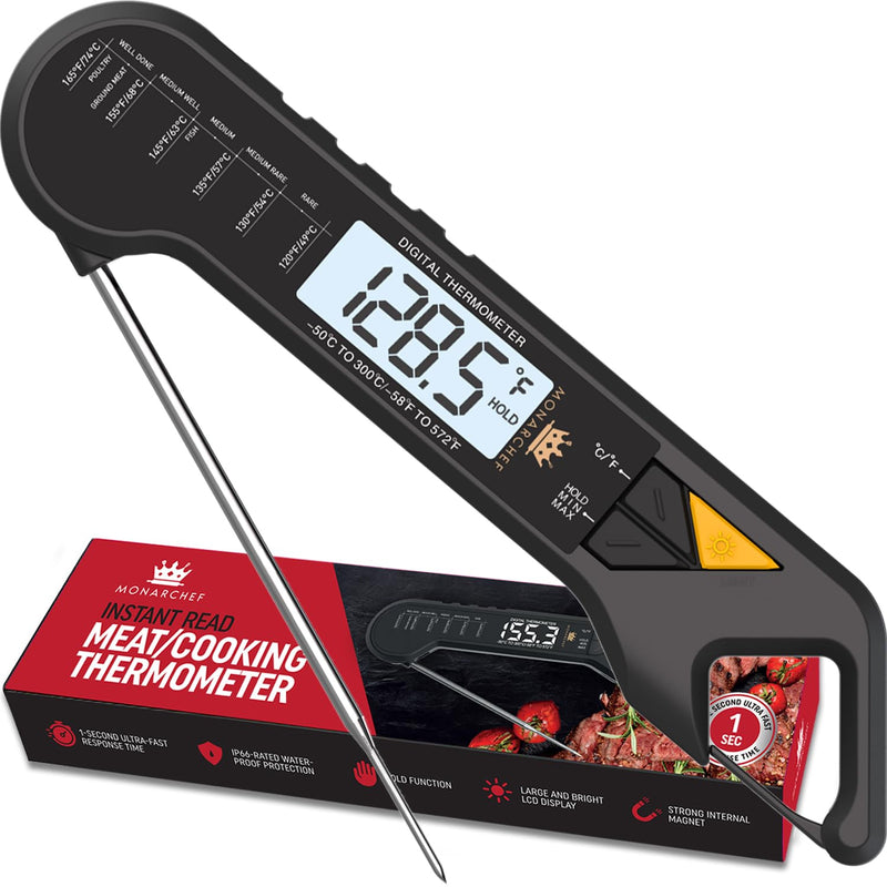 Christmas Gift for Dad – Professional Meat Thermometer, Instant Read Food Thermometer with Waterproof Design, Backlight & Hold/Min/Max – Perfect BBQ Grill & Kitchen Gadget for Men, Husband, Chef