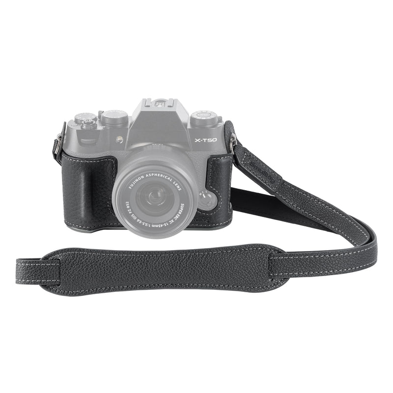 SMALLRIG X-T50 Half Leather Case Kit with Shoulder Strap, Retro Style Leather Camera Half Case with Aluminum Alloy Frame for FUJIFILM X-T50 (Black) - 4709 Black