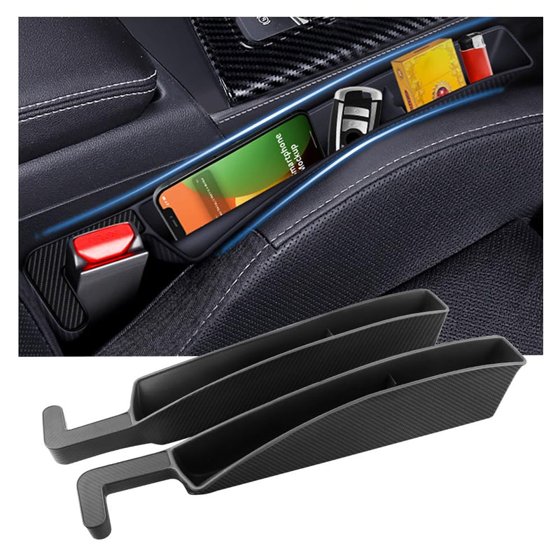 2PCS New Car Seat Gap Filler with 2 Storage Areas,Stylish Car Seat Gap Storage for Stabilizing Phone,Keys Wallet,Universal Car Seat Gap Filler Organizer Interior Accessories (Carbon Black) Carbon Black