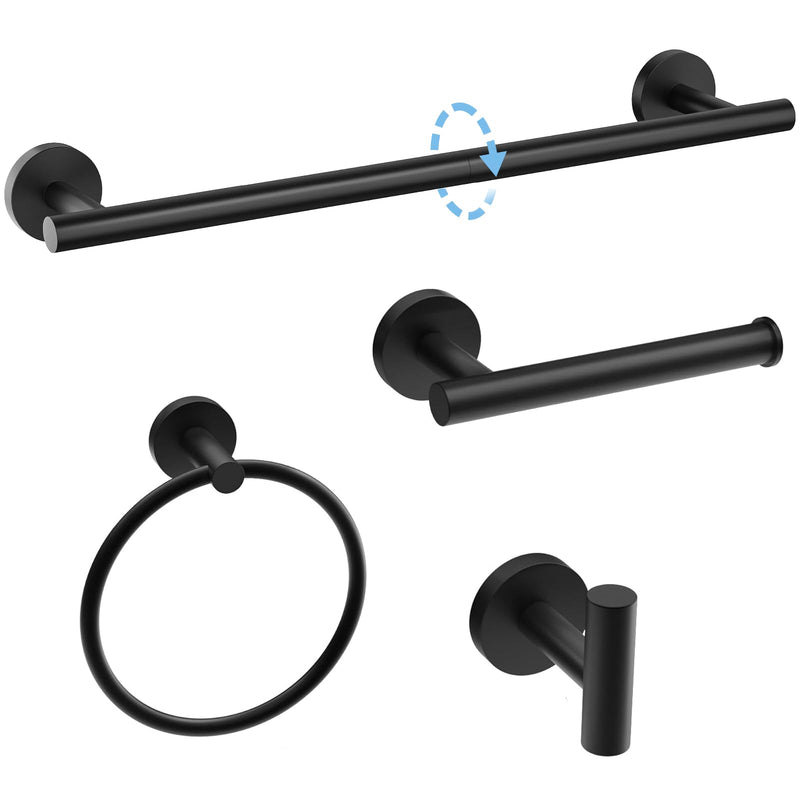 Luxbaro Matte Black Towel Bar Set, Modern 24 Inch Bathroom Hardware Set, Wall Mounted Bathroom Accessories Set, Durable SUS304 Stainless Steel, 4-Piece 26 Inch Matte Black-4pcs