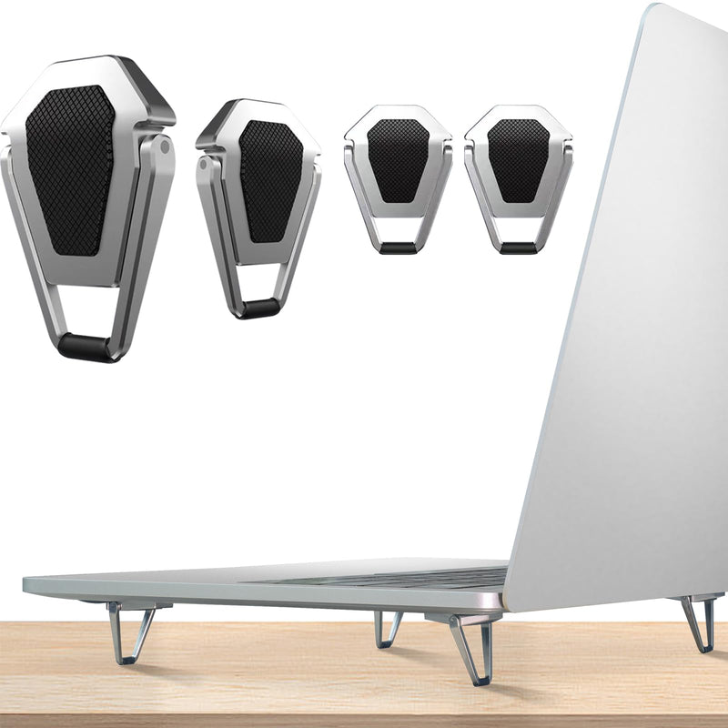 Zinc Alloy Portable Laptop Cooling Pad & Riser - Ergonomic Legs for 12-20 Inch Laptops (Silver, 4pcs) Silver-4