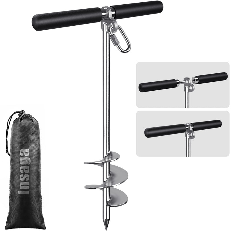 Insaga 17''/26''/36'' Sand Anchor for Boat with 32ft Rope, 304 Stainless Steel Boat Sand Anchor with Crossbar, Screw in Boat Anchor for Kayak, Jet Ski, Pontoon, Shallow Water, Beach and Sandbar Use 17''-Only
