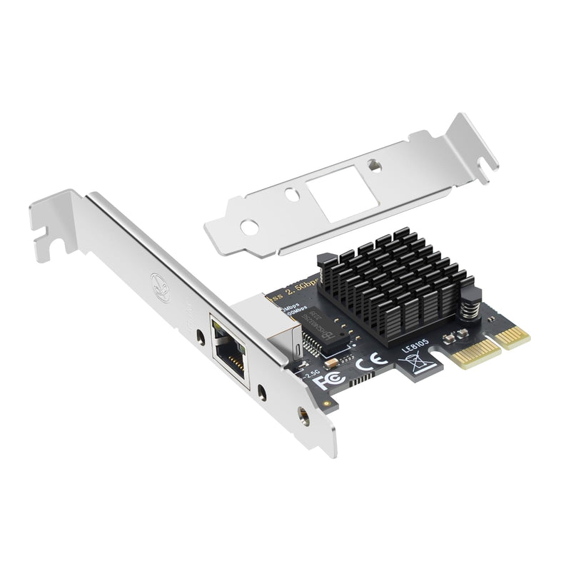 Single Port 2.5gb Gigabit Network Card with Realtek RTL8125BG RJ45 Port LAN NIC Card, PCI Express 2500Mbps Ethernet Server Adapter PCIe 2.0 x1 Support Windows Server/Linu