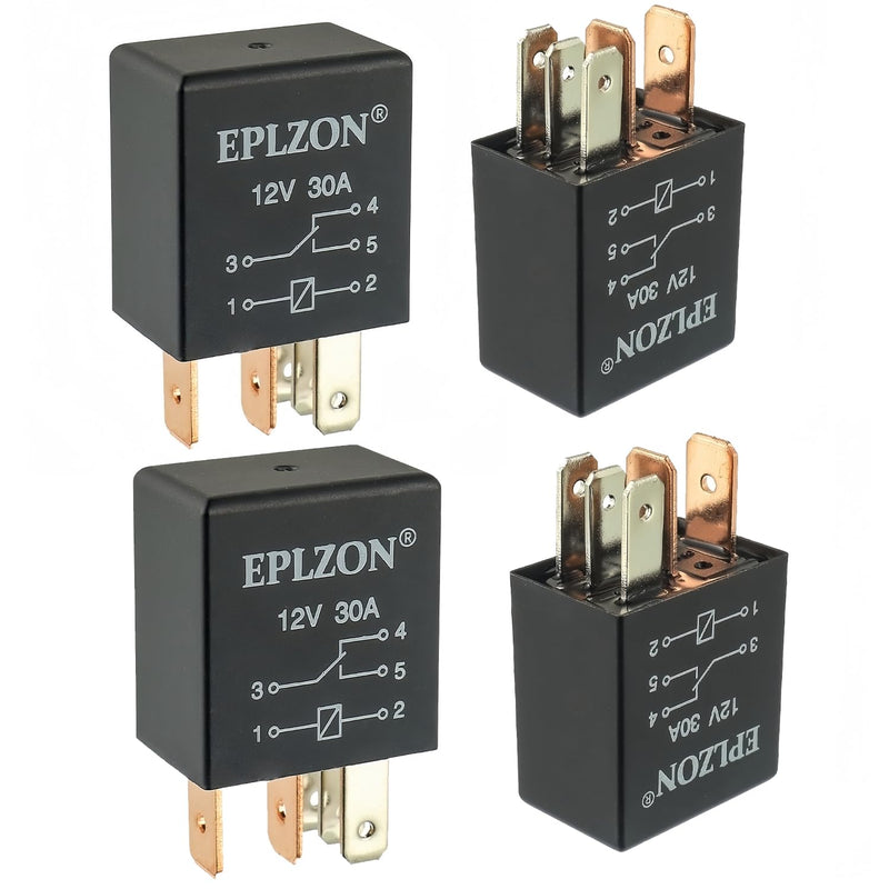 5 Pin 12V 30A SPDT Relay High Performance Multi-Purpose Waterproof Stable Relay for Auto Universal Replacement Accessories(Pack of 4pcs) 5 PIN 4PCS
