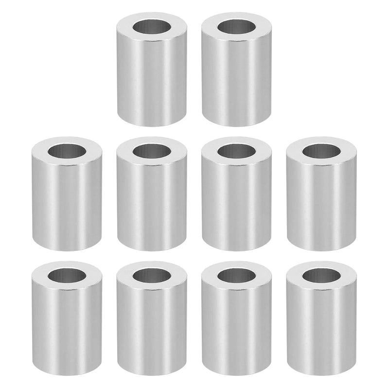 PATIKIL M10 Aluminum Spacers, 10 Pcs Metal Spacer Aluminum M10 X3/4"OD X1"L Aluminum Spacer Screw Standoff Round for 3/8" or M10 Screw Bolts, Silvery 1 Inch Silver