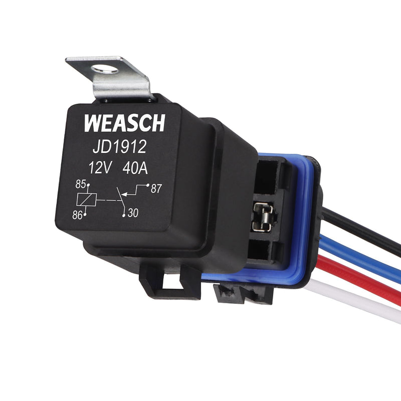 Waterproof Relay Kit, 12V 40A, 4 Pin SPST, Heavy Duty 14 AWG Tinned Copper Wires Automotive Relay and Harness Set for Automotive Car Marine Boat (1) 1