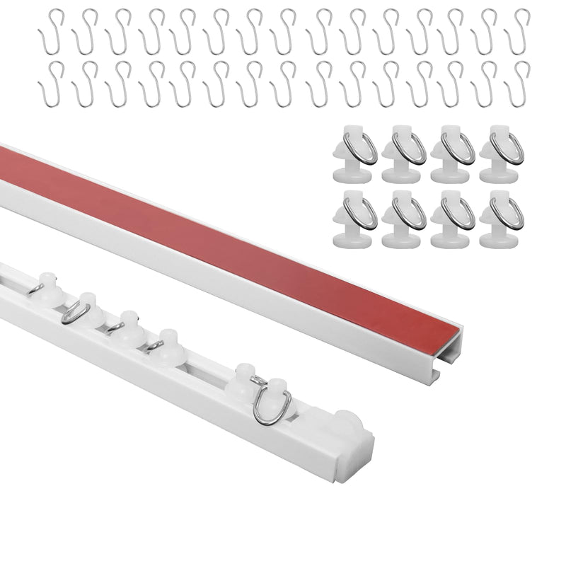 Self Adhesive Curtain Track,9.8FT Ceiling Curtain Track No Drill,Curtain Track Ceiling Mount, Curtain Track for RV,Trailer,Home 118 inch