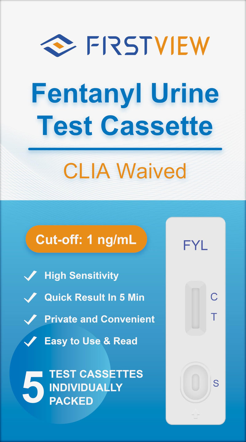 Fentanyl Test Strip in Urine Test Cassette for Rapid Test, Easy to Read Urine Test Results at Home-5 Pack