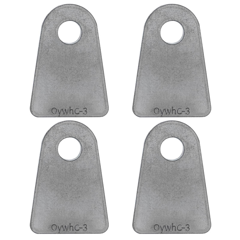 Weld on Tabs, Steel shock mount Weld Tab, Universal Weld on Tabs Flat Bottom Mount with a 1/2" Hole.2-1/2" Height, 1-3/4" Wide, 1/4" Thick Pack Of 4 Tabs Steel Mounting Bracket OywhC-3 Flat Mount-Big 1/4" Thick