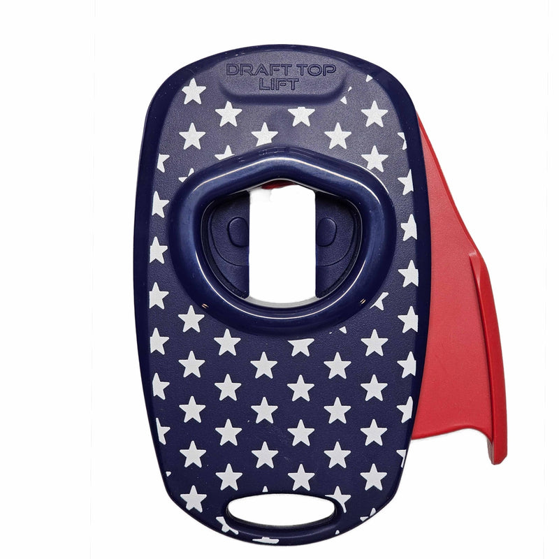 Draft Top Lift Universal Topless Can Opener - Smooth Edge Aluminum Can Lid Remover for Beer, Cocktails, & Soda - For Tailgating & Garnishes, as Seen on Shark Tank, Made in the USA, Red, White, & Blue Red, White, and Blue