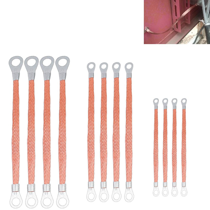 12 Pcs Universal Ground Strap Automotive, 11.8", 9.84" and 7.87" Engine Braided Ground Strap, Professional Car Grounding Kit for Most Cars Grounding Wire Automotive
