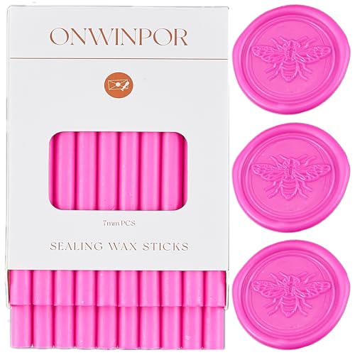 Rose Wax Seal Sticks, ONWINPOR 20pcs Glue Gun Wax Sealing Sticks for Waxseal Stamp, Mini Sealingwaxsticks Suit for 0.28''Glue Gun (Rose Red) Rose Red