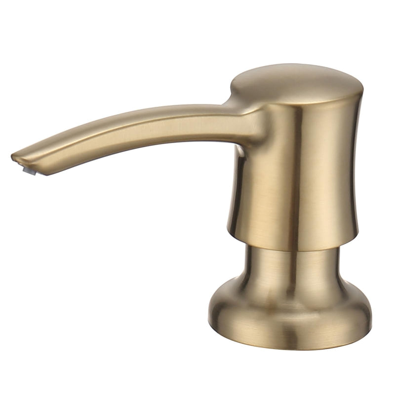 Soap Dispenser for Kitchen Sink, Built in Sink Soap Dispenser Brushed Gold 360° Swivel ABS Pump Head Champagne Gold with 11 Ounce Soap Bottle