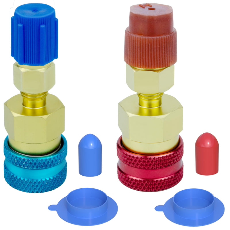 R134a to R1234yf Quick Coupler Adapter, Car Refrigerant Adapter Kit, High and Low Pressure Fittings for Evacuation and Recharging of R1234yf Automotive Air Conditioning Systems, Set of 2