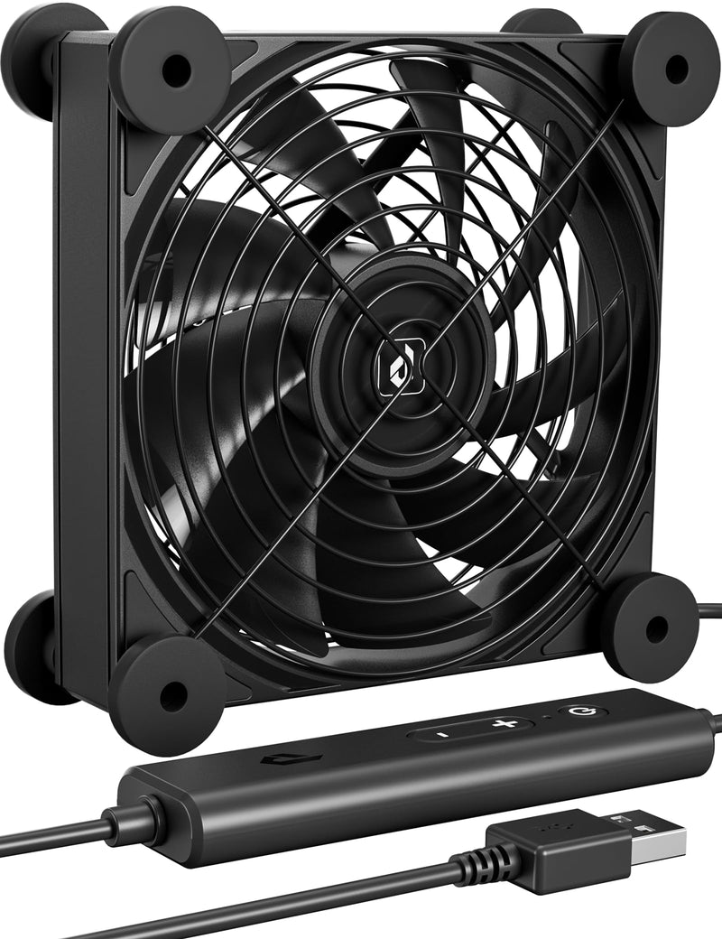 upHere 120mm USB Fan Silent Fan with 4 Adjustable Wind speeds for Computer Case/PC / PS4 / TV Box/AV Cabinet U3UK1 Black 120mm X 1