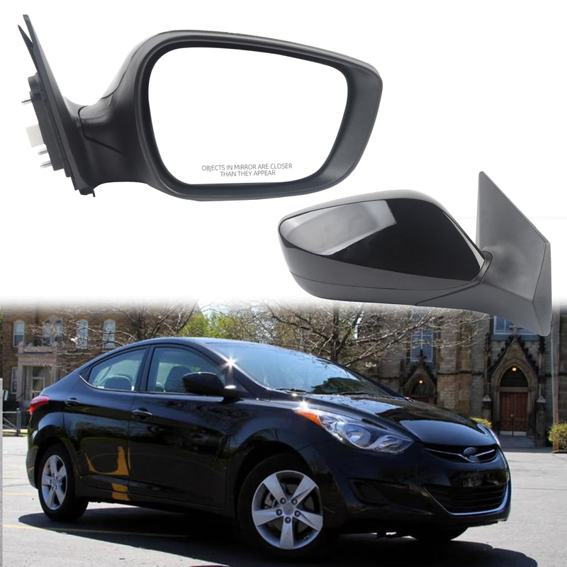  [AUSTRALIA] - Dasbecan Passenger Side Mirror Compatible With 2011 2012 2013 Hyundai Elantra Right Rear view Mirror Black With Manual Folding,Heated,Power Glass Replace# HY1321179 87620-3Y100 (5Pin) R-5pins