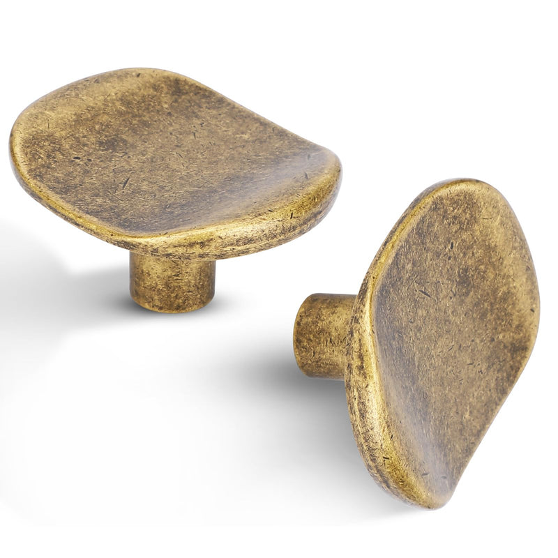 6 Pack Antique Brass zinc Alloy Solid Cabinet Knobs,Vintage Brass Single Hole Drawer Square knob Handles for Cabinets and Dresser Drawers Rustic 6 Pack