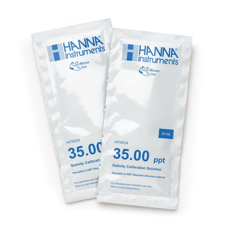 Hanna HI70024p Solution Packets - 35 PPT Salinity Calibration Solution Sachets - Portable Single-use sachets - 25 Packs