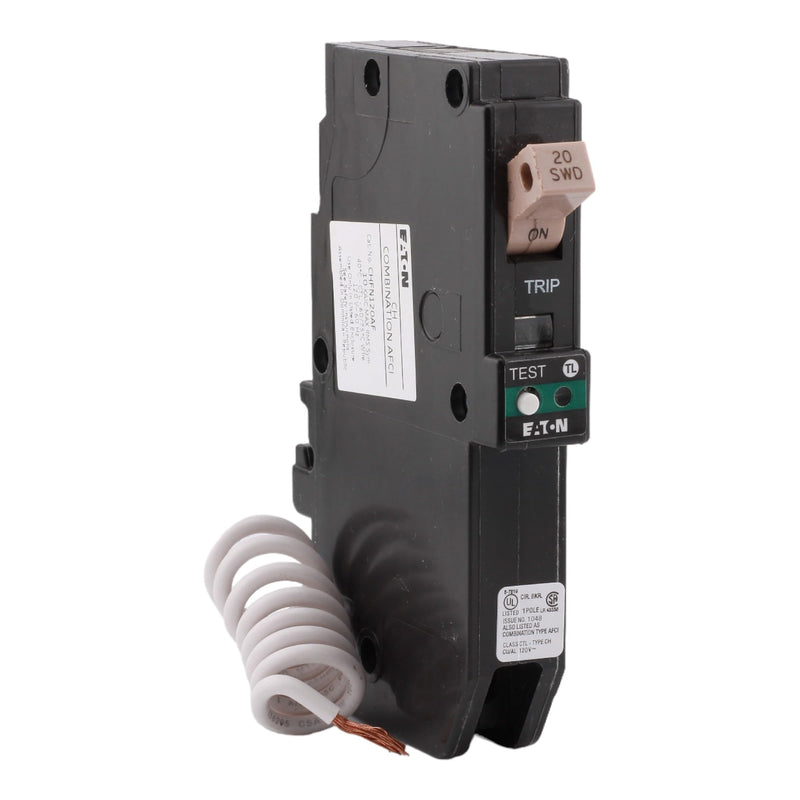 CUTLER-HAMMER CHFN120AF 20 Amp Single Pole Arc Fault Circuit Breaker (AFCI), Pigtail Neutral, 120/240V, 10kAIC, UL Listed (1)