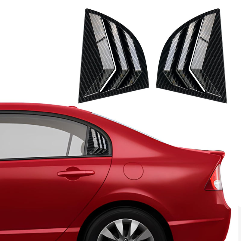 for Honda Civic 8th Gen 2006 2007 2008 2009 2010 2011 Window Louvers Rear Side Window Louvers Air Vent Scoop Shades Cover Blinds Trim Exterior Accessories 2PCS(Carbon Fiber) 2006-2011 Rear Side Window Louvers Carbon Fiber