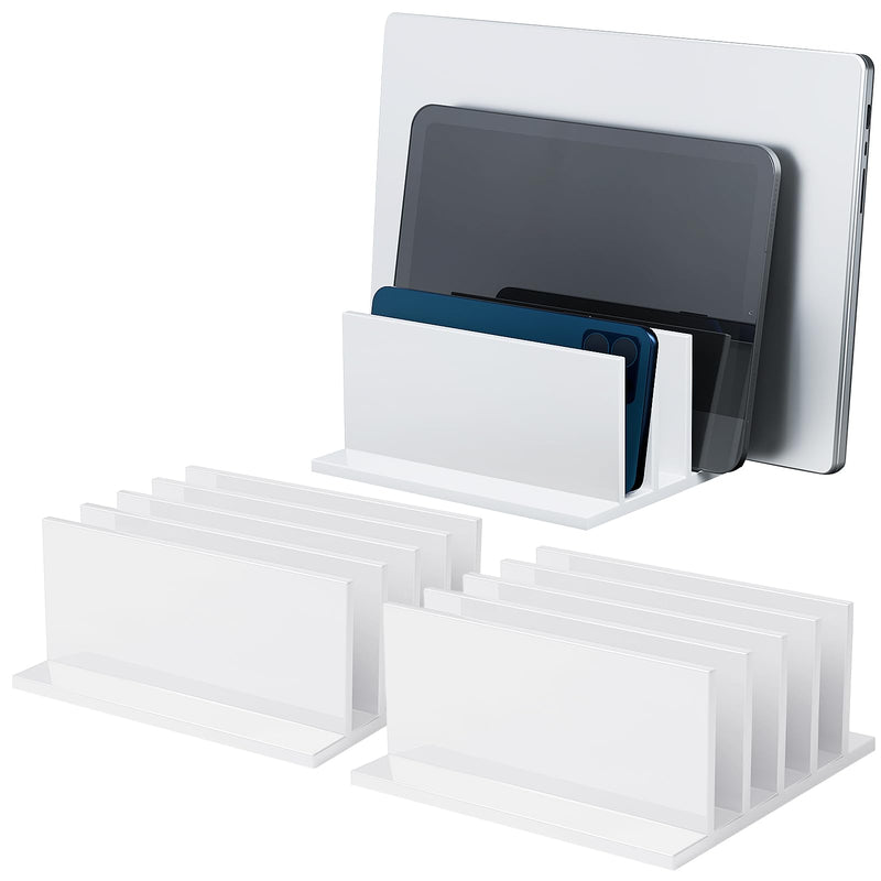 Frienda 4-Compartment Acrylic Vertical Laptop Stand, Can Accommodate with a Thickness of Less Than 2 cm, Fits Most Laptop(2 Pcs,White) White