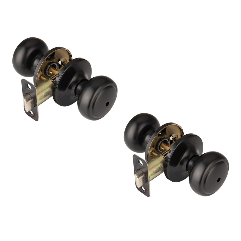 2 Pack Matte Black Door Knobs,Interior Door Knob with Lock,Coastal Style Door knob for Privacy and Bedroom (Bath or Privacy) 2 Matt Black