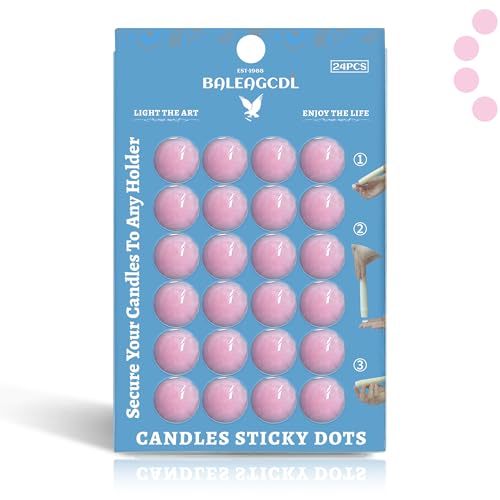 Candle Sticky Dots - Pink Wax Dots Candles Adapter Soft Wax Accessories Candles Adhesive - (1 Pack,24 Dots)