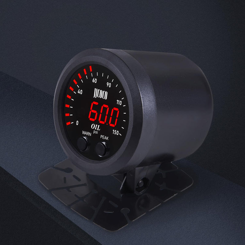  [AUSTRALIA] - Universal Oil Pressure Gauge Kit 2-1/16" (52mm) 150 PSI - Digital Meter Red Display with 1/8NPT Electronic Sensor - for Boat Marine Car Auto Truck Automotive Gauge Sets Oil Pressure Gauge+Holder