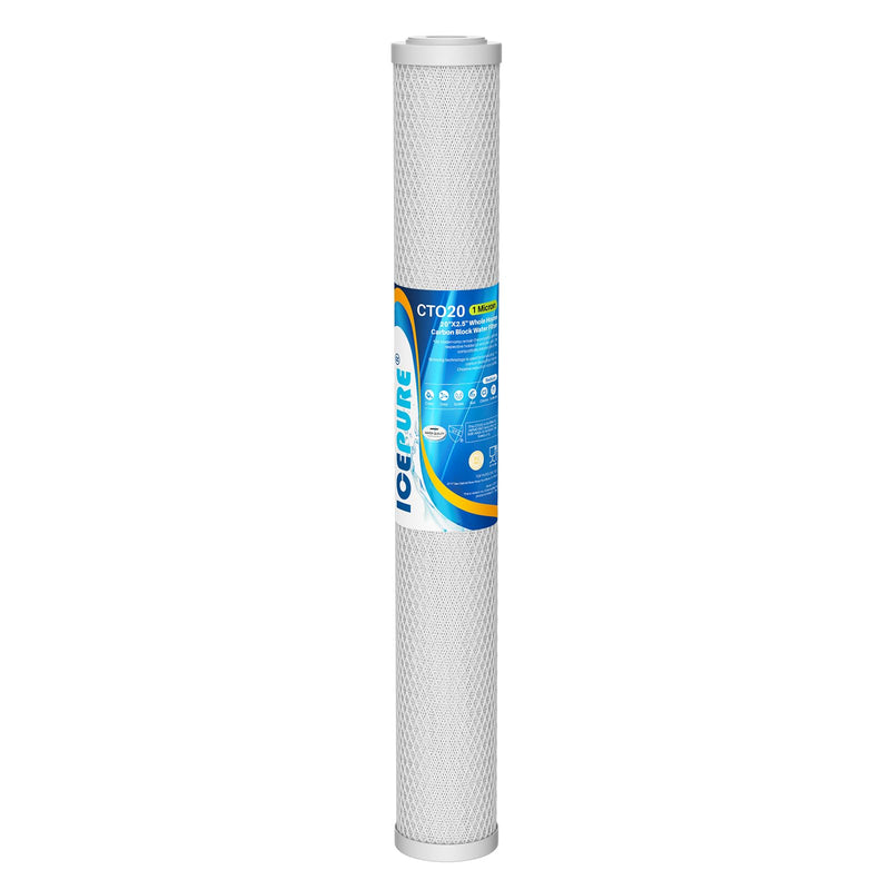 ICEPURE 1 Micron 20" x 2.5" Whole House CTO Carbon Sediment Water Filter Cartridge Compatible with C1-20, EP-20, HX-CB-25-2010, F3WCB32, Pack of 1 Activated Carbon Filter 1 Count(Pack of 1)