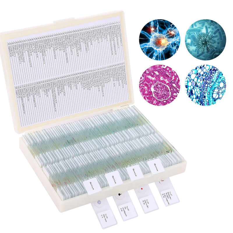 120 Microscope Slides with Specimens, Plant, Insect, Animal, Algae Slide Set for Biological Science Laboratory Basic Biological Science Education 120pcs