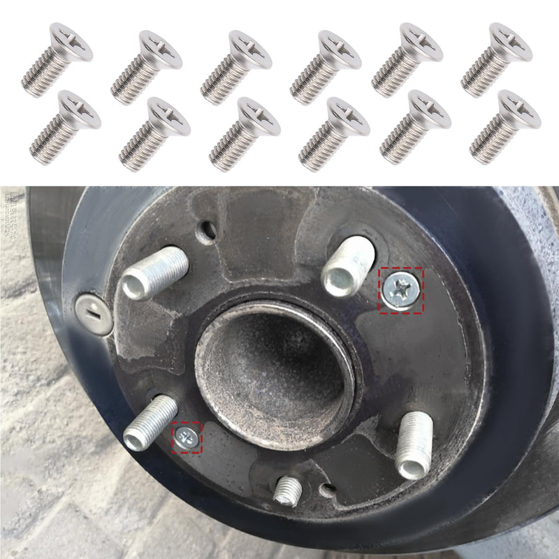 12PCS Stainless Steel Brake Disc Rotor Screws, Brake Rotor Bolt, Retaining Screws for Front and Rear, 93600-06014-0H Car Hardware Bolts Screw Kit Compatible with Honda Acura (12PCS) 12PCS