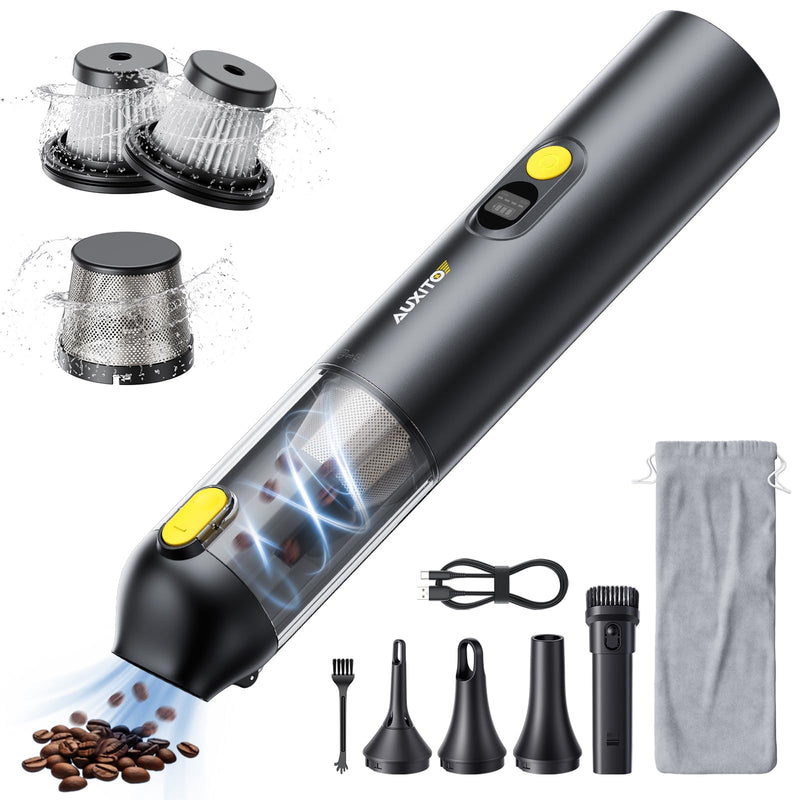 AUXITO Car Vacuum - Portable Cordless Vacuum for Car 14000Pa Powerful Suction, Handheld Vacuum Blow & Suction 2 in 1, Small Car Vacuum Cleaner Hand Held Vacuum for Car, Home, Pet, Office (Black) Black